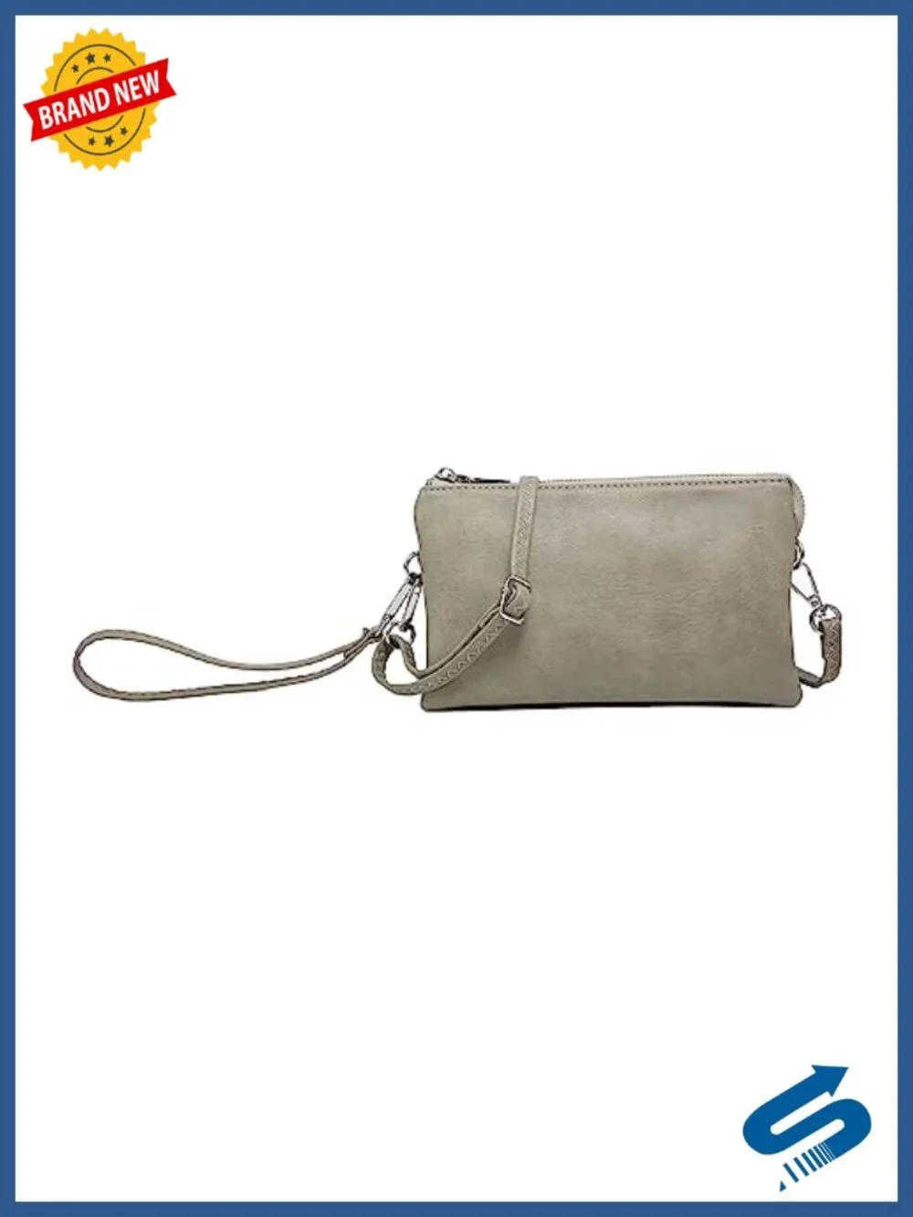 Vegan Leather Wristlet Crossbody Bag with Wristlet Strap for Women